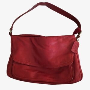 Elegant Red Leather Shoulder Bag
